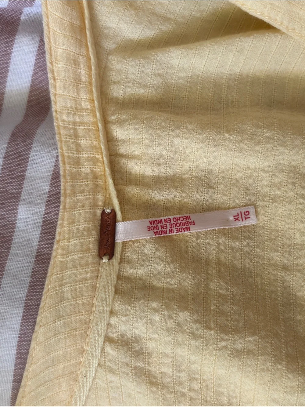 Free People Light Yellow Button-Front Puff Sleeve Peasant Top